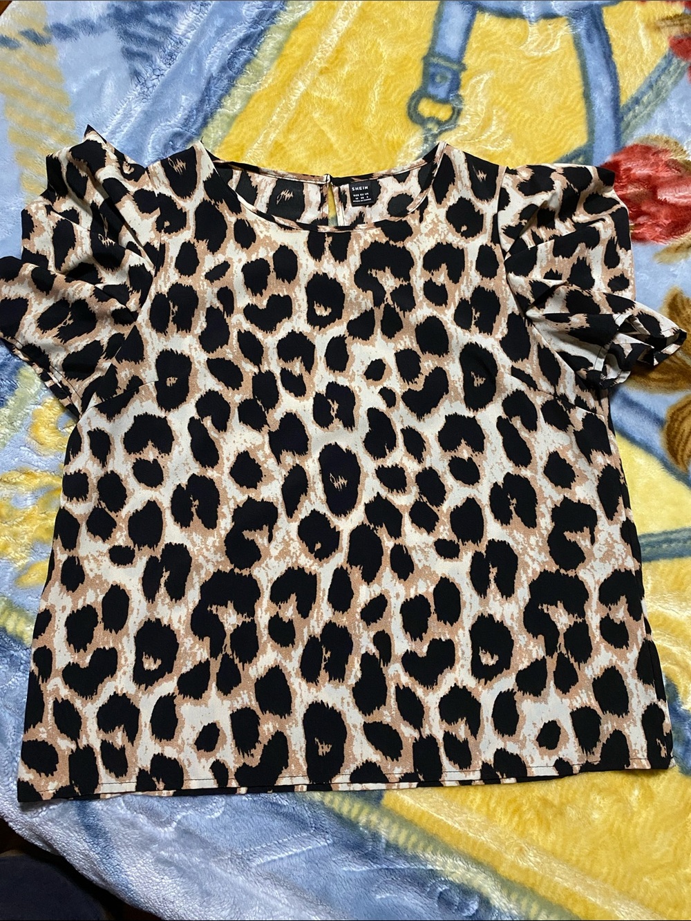 SHEIN Beige Tan and Black Leopard Print Top